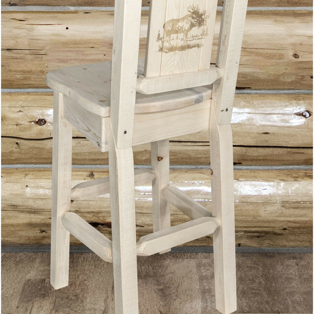 Montana Woodworks Homestead Collection Barstool with Back and Laser Engraved Design - Ready to Finish-Rustic Furniture Marketplace