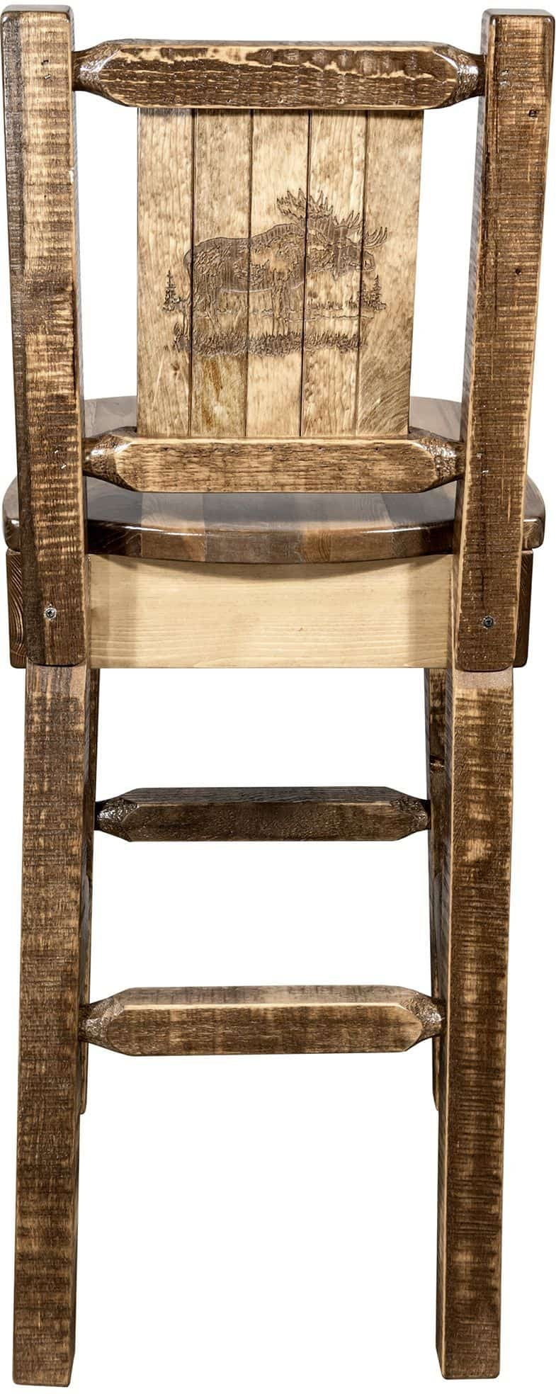 Montana Woodworks Homestead Collection Barstool with Back and Laser Engraved Design - Stain & Lacquer Finish-Rustic Furniture Marketplace