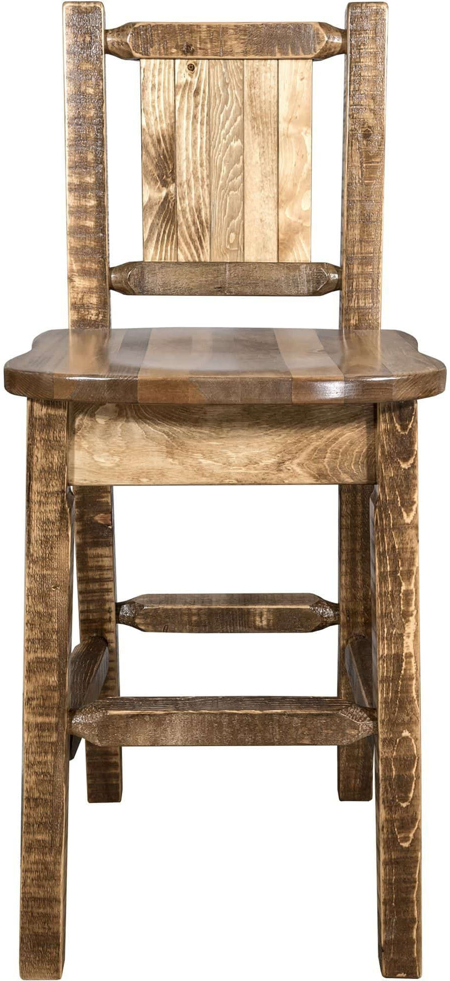 Montana Woodworks Homestead Collection Barstool with Back and Laser Engraved Design - Stain & Lacquer Finish-Rustic Furniture Marketplace