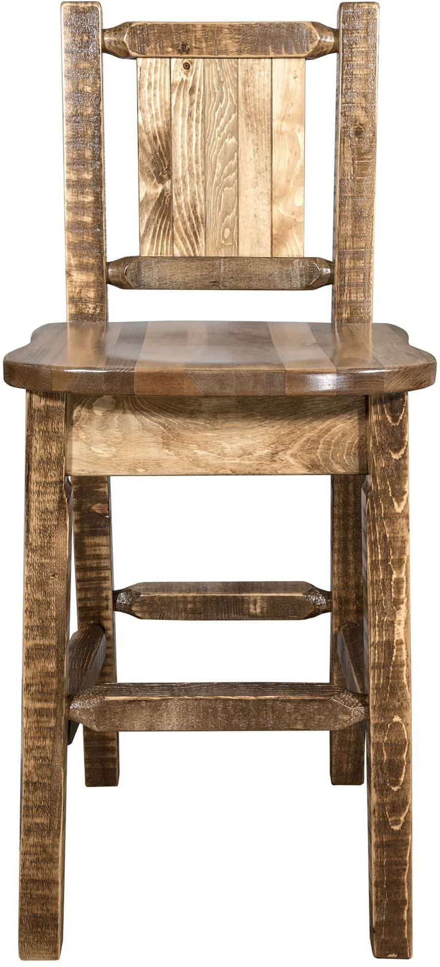 Montana Woodworks Homestead Collection Barstool with Back and Laser Engraved Design - Stain & Lacquer Finish-Rustic Furniture Marketplace