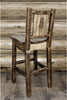 Montana Woodworks Homestead Collection Barstool with Back and Laser Engraved Design - Stain & Lacquer Finish-Rustic Furniture Marketplace
