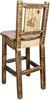 Montana Woodworks Homestead Collection Barstool with Back and Laser Engraved Design - Stain & Lacquer Finish-Rustic Furniture Marketplace
