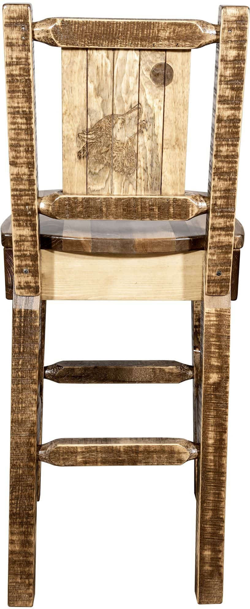 Montana Woodworks Homestead Collection Barstool with Back and Laser Engraved Design - Stain & Lacquer Finish-Rustic Furniture Marketplace