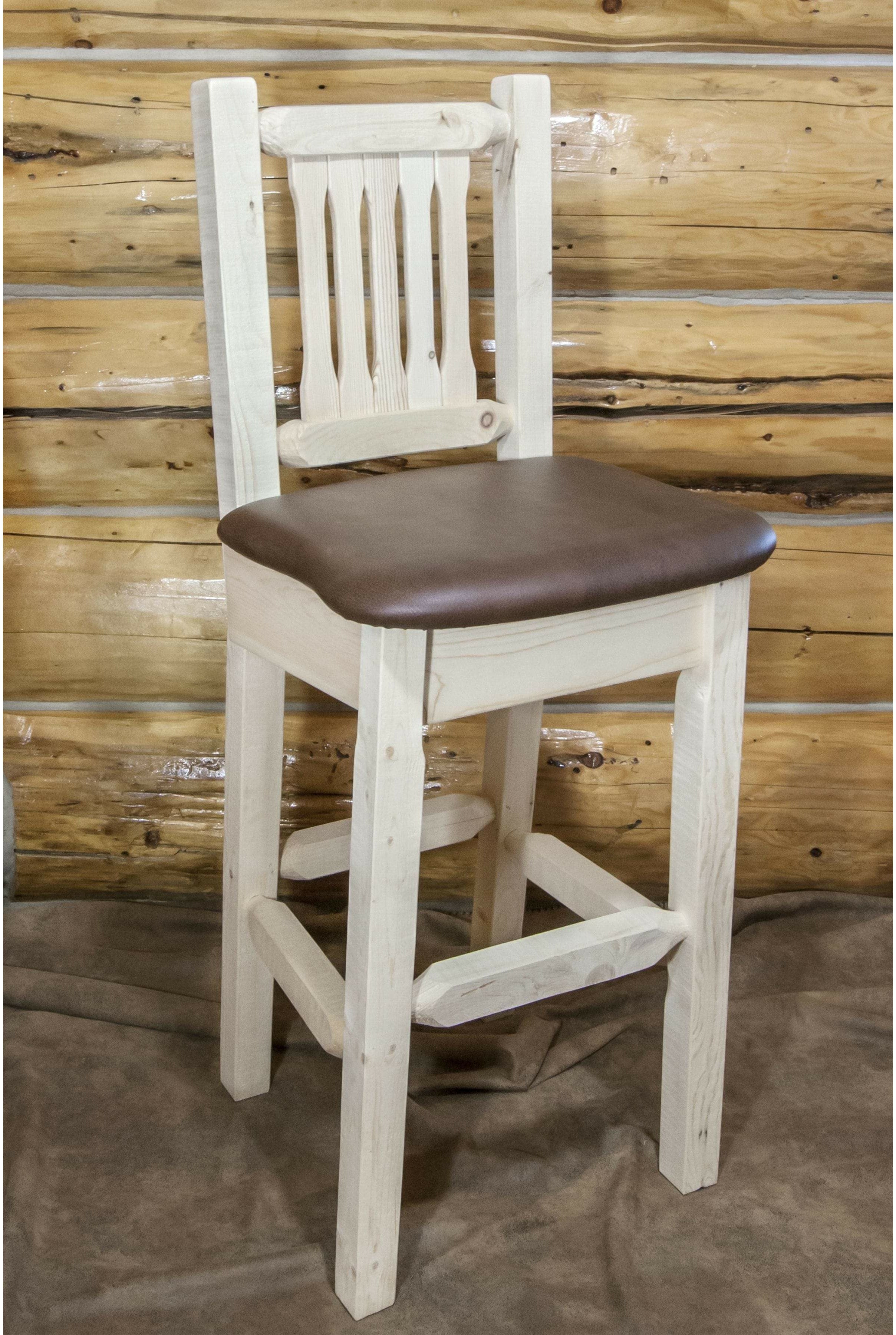 Montana Woodworks Homestead Collection Barstool with Back and Upholstered Seat-Rustic Furniture Marketplace