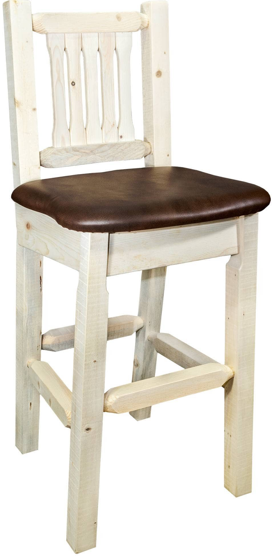 Montana Woodworks Homestead Collection Barstool with Back and Upholstered Seat-Rustic Furniture Marketplace