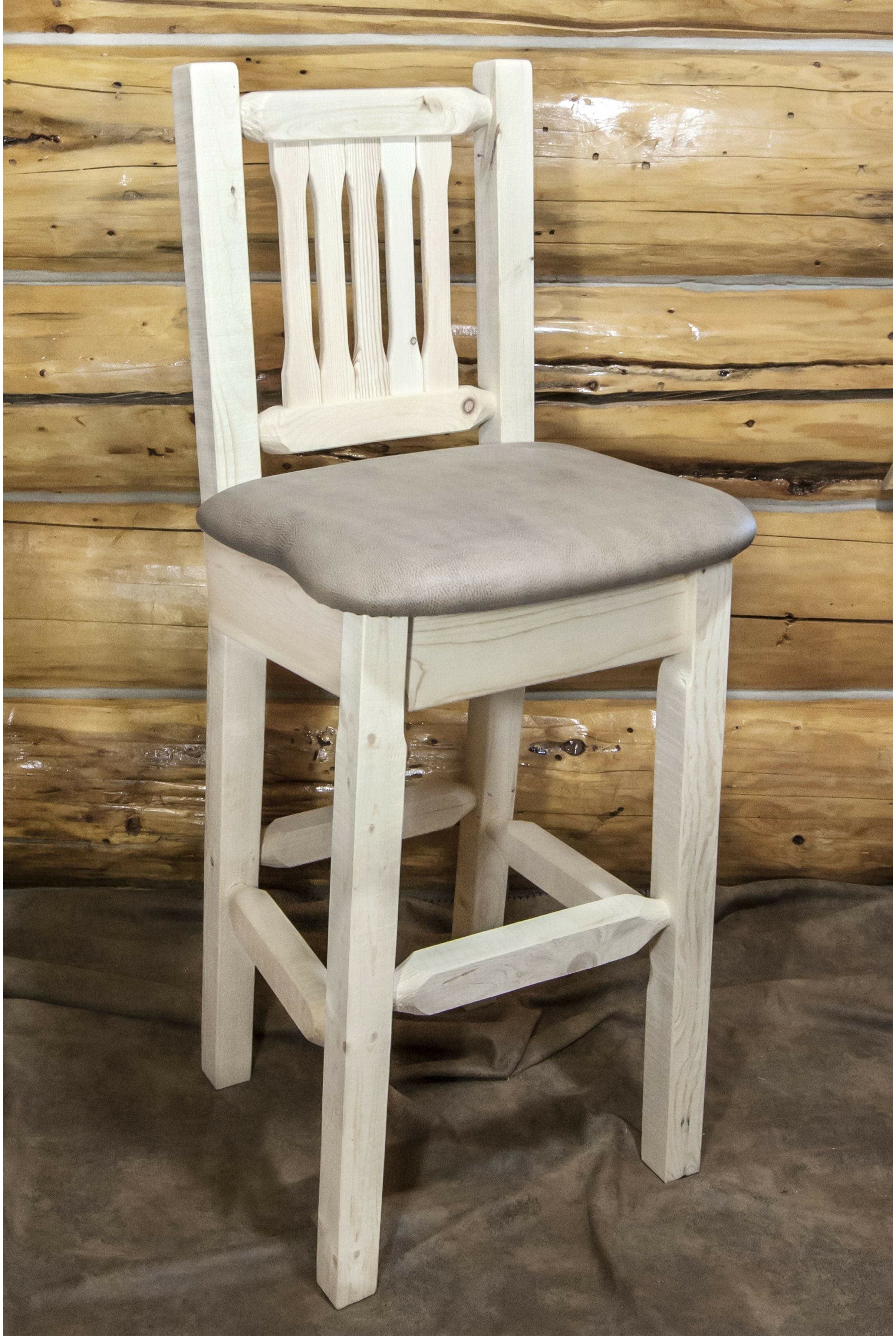 Montana Woodworks Homestead Collection Barstool with Back and Upholstered Seat-Rustic Furniture Marketplace