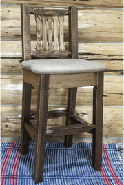 Montana Woodworks Homestead Collection Barstool with Back and Upholstered Seat-Rustic Furniture Marketplace