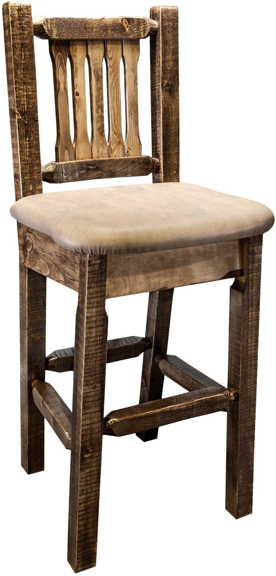 Montana Woodworks Homestead Collection Barstool with Back and Upholstered Seat-Rustic Furniture Marketplace