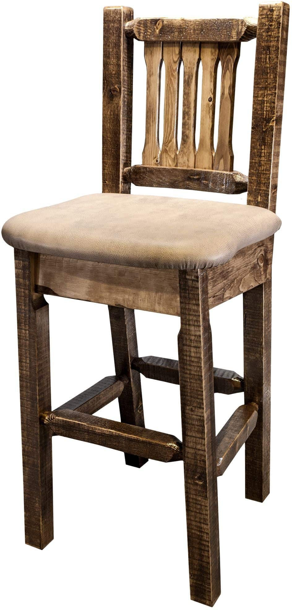 Montana Woodworks Homestead Collection Barstool with Back and Upholstered Seat-Rustic Furniture Marketplace