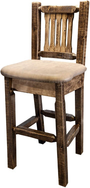 Montana Woodworks Homestead Collection Barstool with Back and Upholstered Seat-Rustic Furniture Marketplace