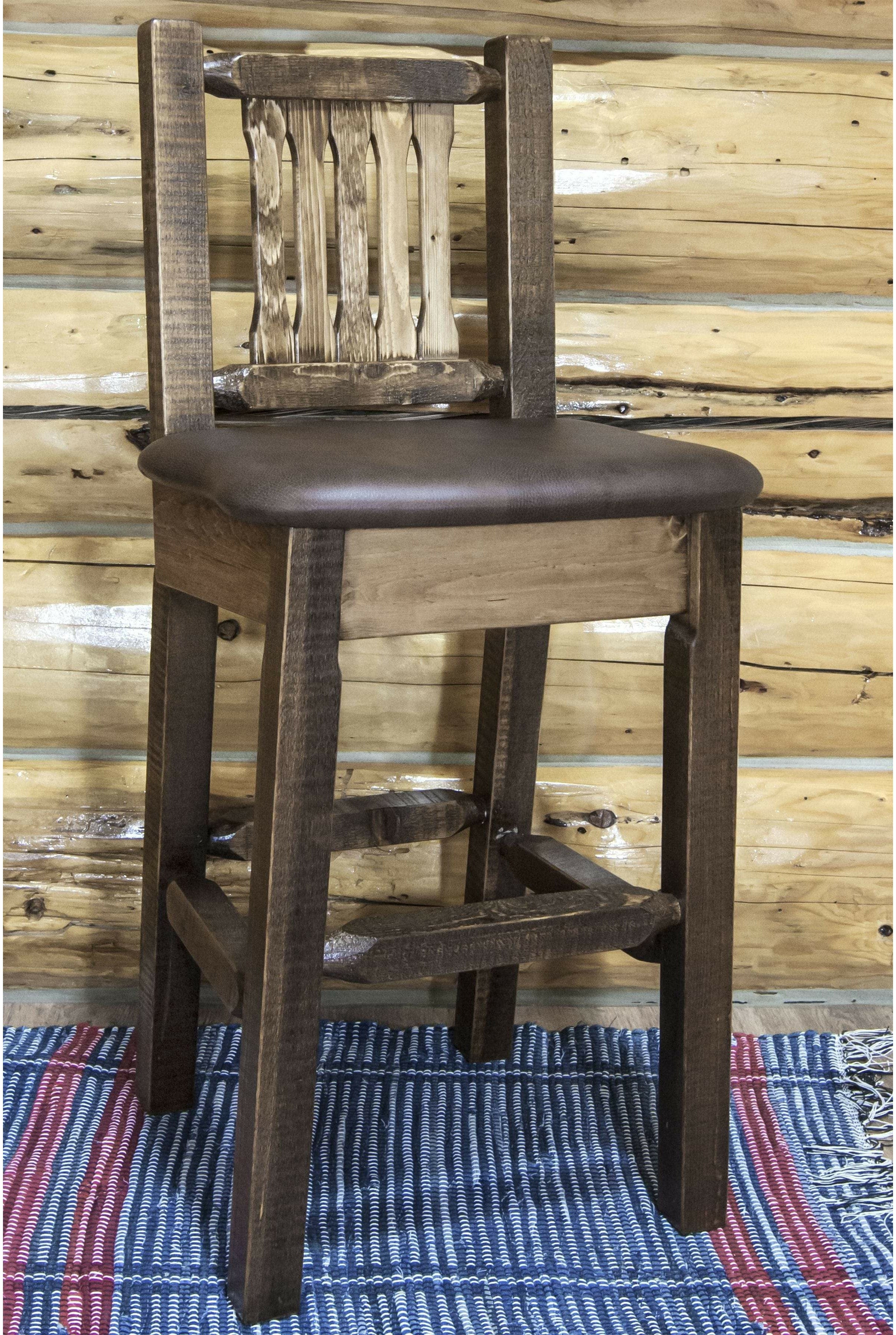 Montana Woodworks Homestead Collection Barstool with Back and Upholstered Seat-Rustic Furniture Marketplace