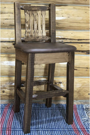 Montana Woodworks Homestead Collection Barstool with Back and Upholstered Seat-Rustic Furniture Marketplace