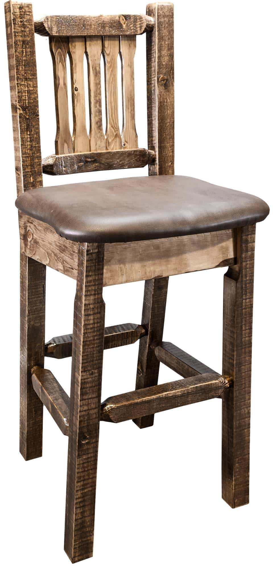 Montana Woodworks Homestead Collection Barstool with Back and Upholstered Seat-Rustic Furniture Marketplace