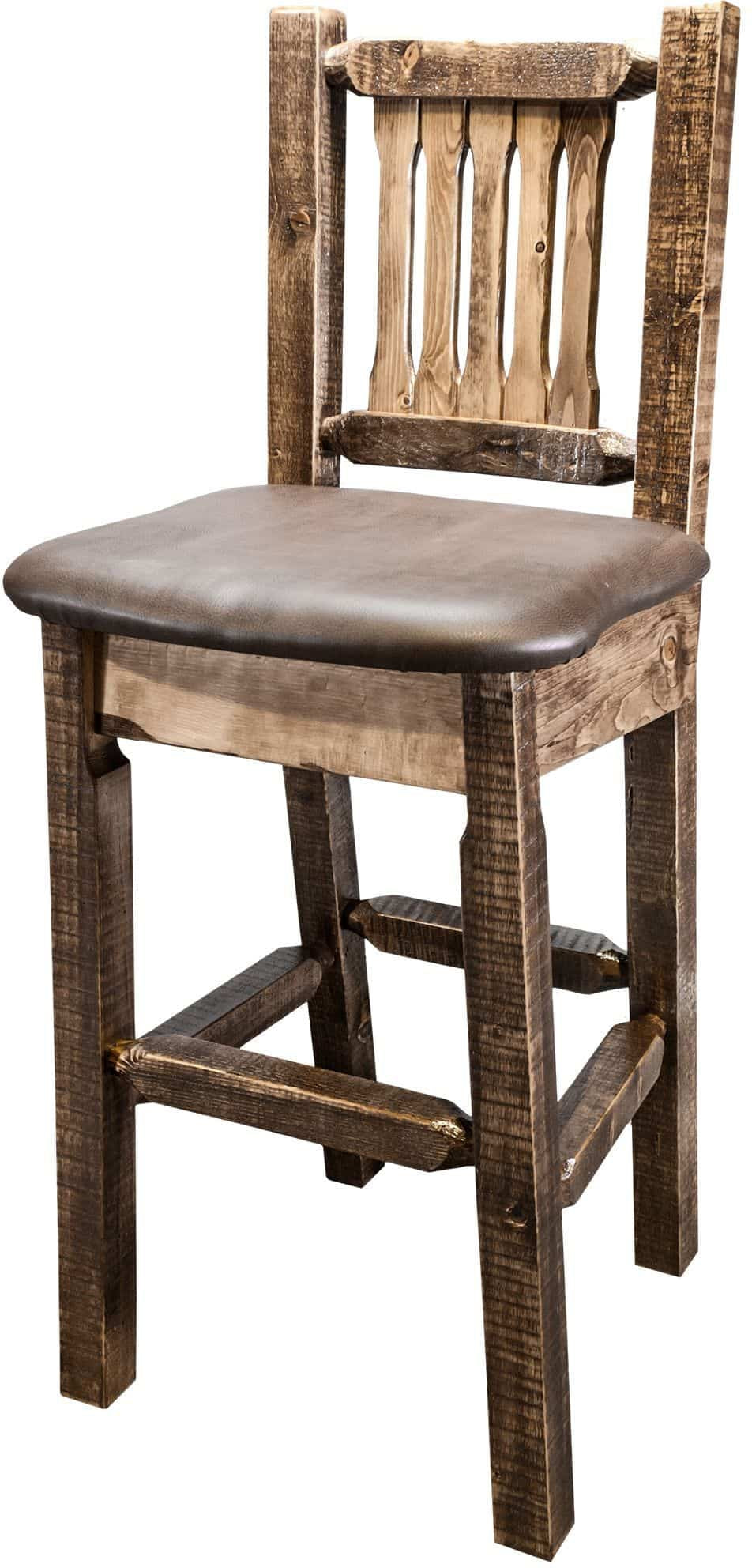 Montana Woodworks Homestead Collection Barstool with Back and Upholstered Seat-Rustic Furniture Marketplace