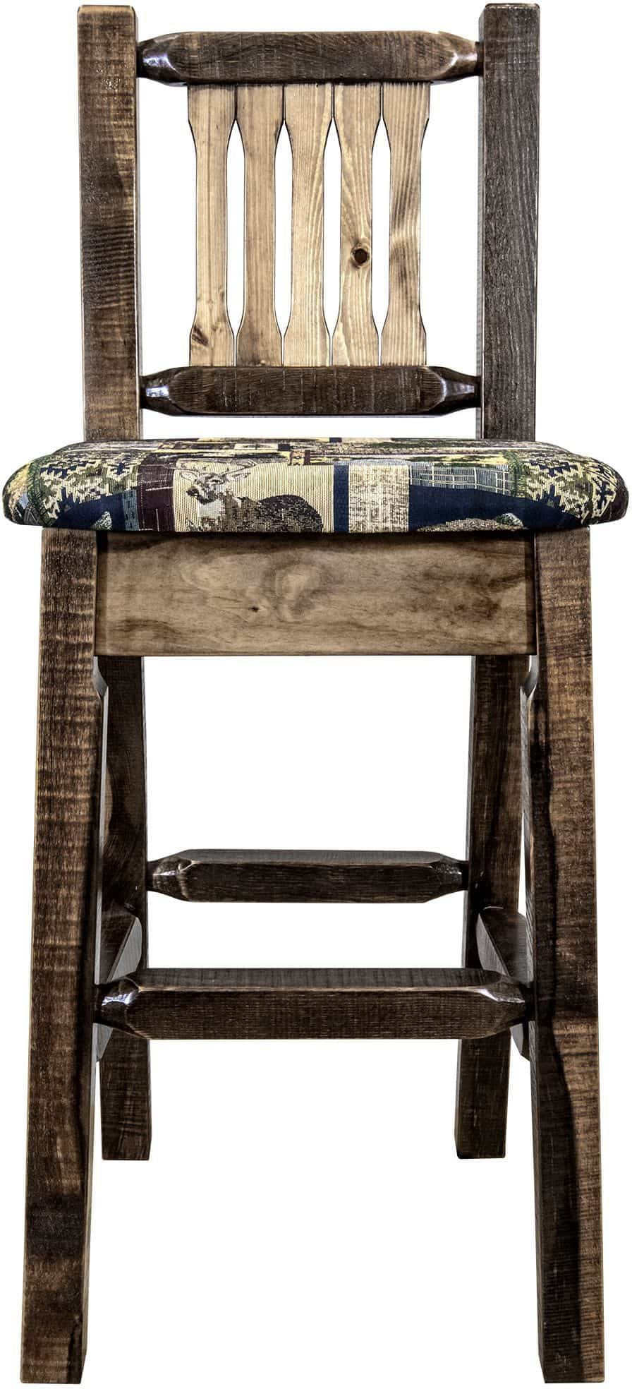 Montana Woodworks Homestead Collection Barstool with Back and Upholstered Seat-Rustic Furniture Marketplace