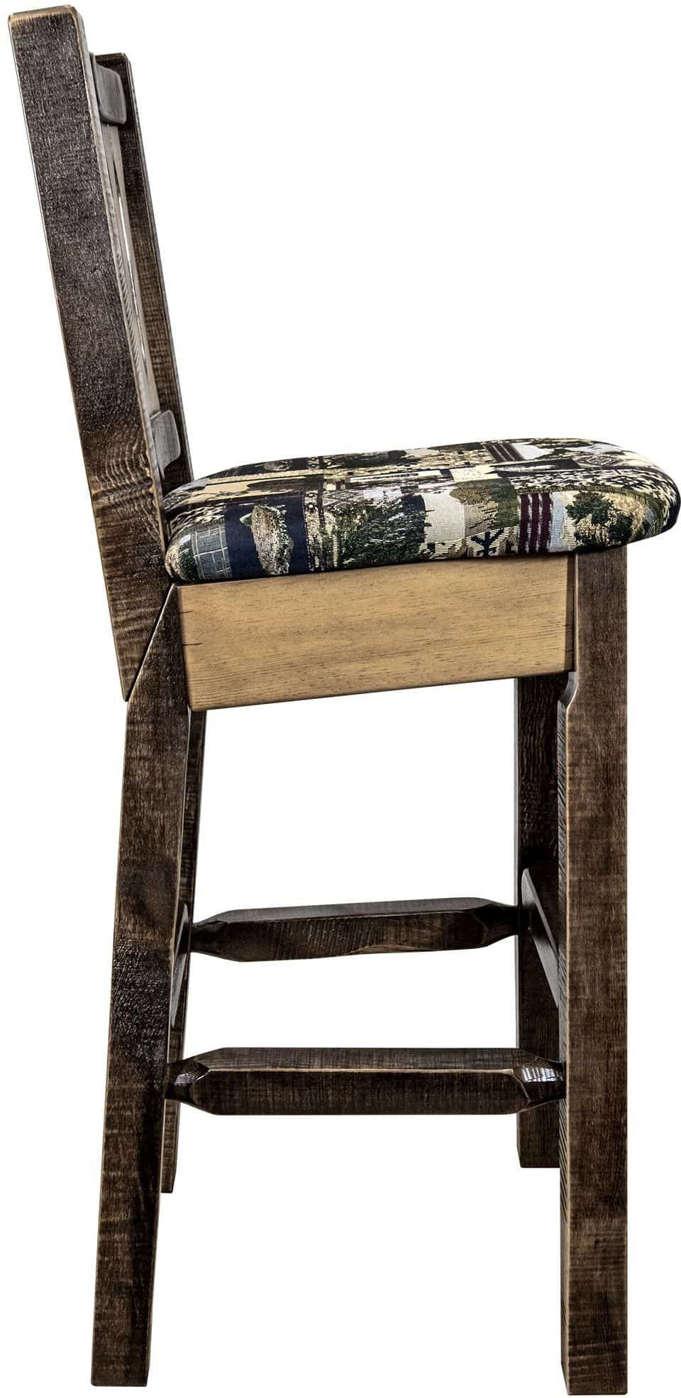 Montana Woodworks Homestead Collection Barstool with Back and Upholstered Seat-Rustic Furniture Marketplace