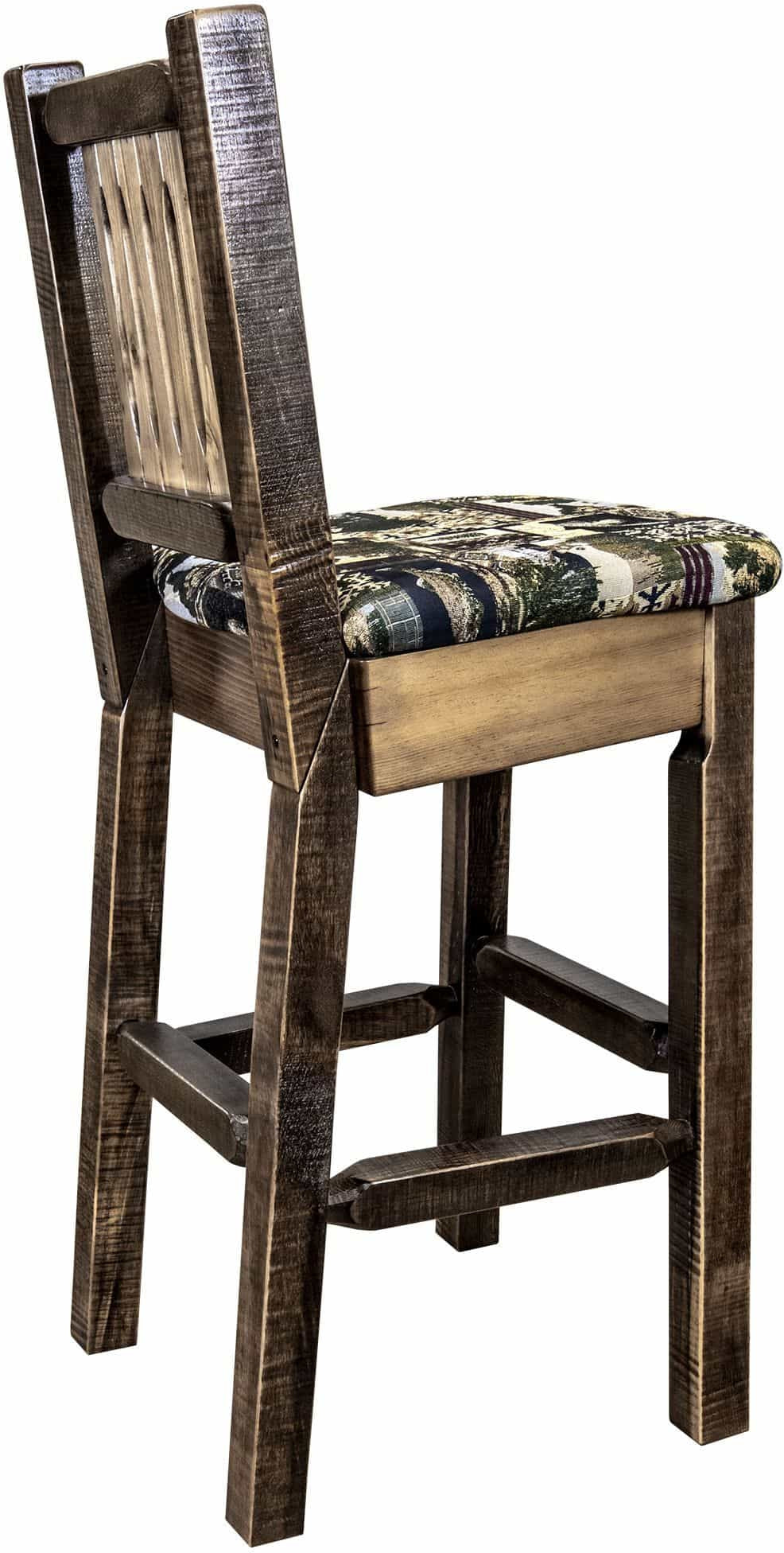 Montana Woodworks Homestead Collection Barstool with Back and Upholstered Seat-Rustic Furniture Marketplace