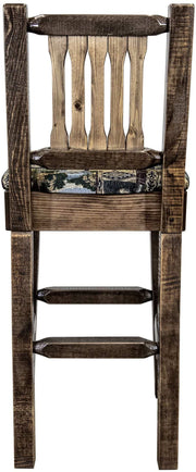 Montana Woodworks Homestead Collection Barstool with Back and Upholstered Seat-Rustic Furniture Marketplace