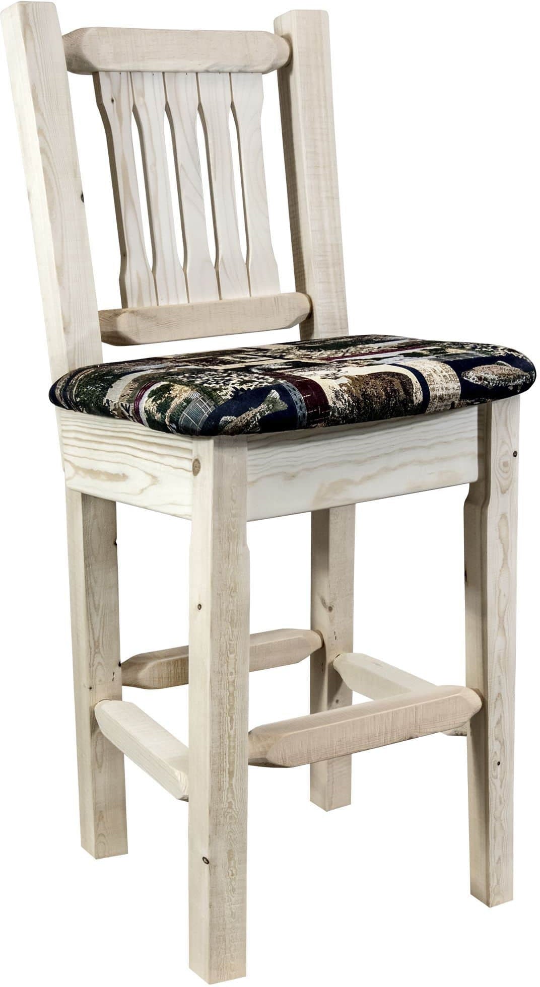 Montana Woodworks Homestead Collection Barstool with Back and Upholstered Seat-Rustic Furniture Marketplace