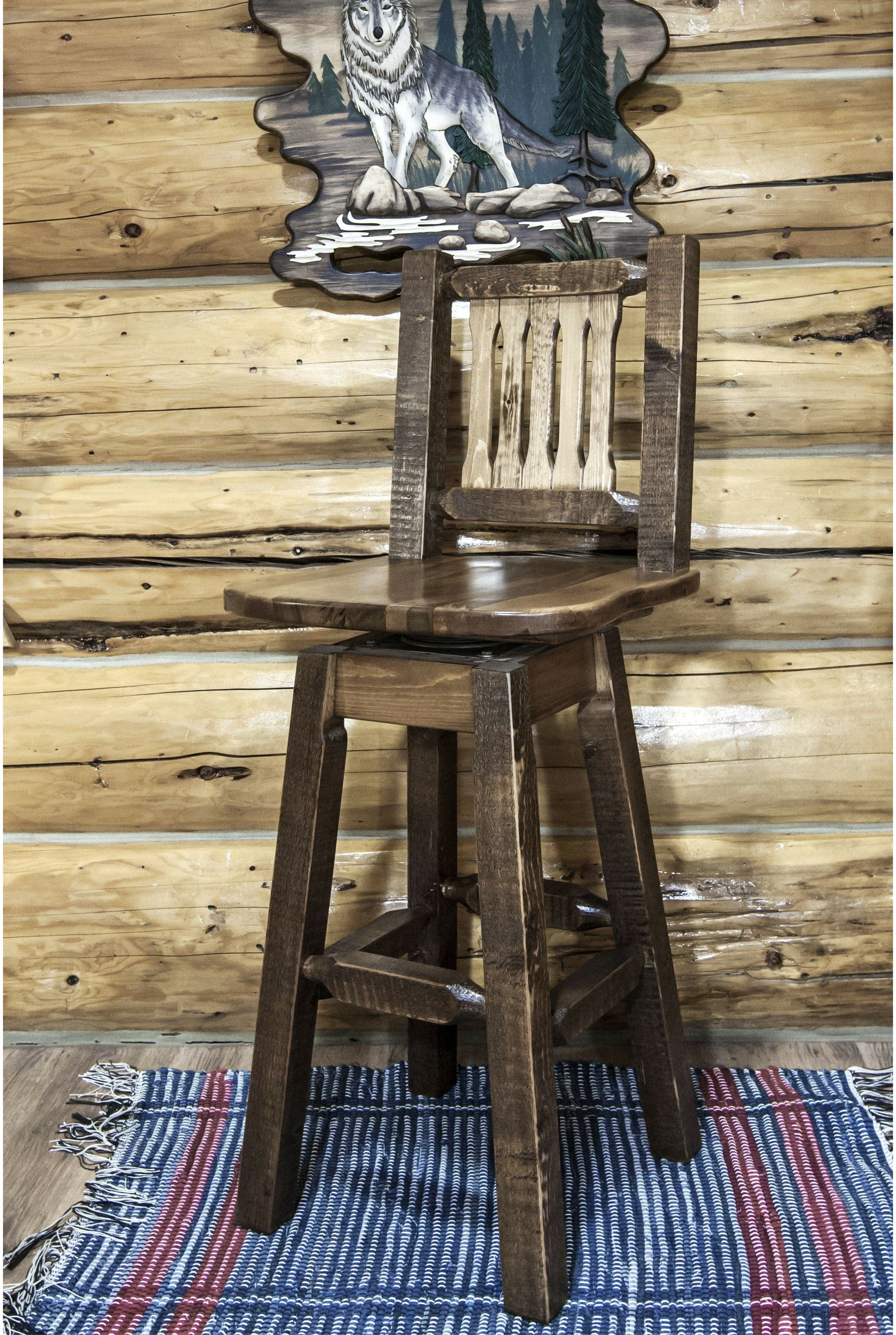 Montana Woodworks Homestead Collection Barstool with Back & Swivel-Rustic Furniture Marketplace