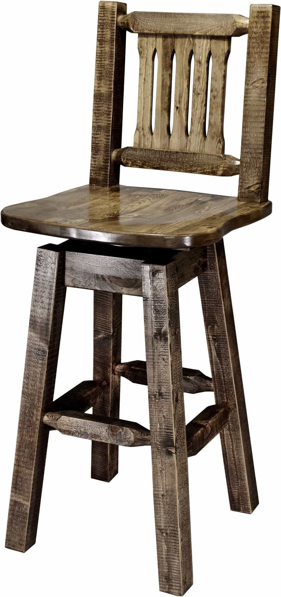 Montana Woodworks Homestead Collection Barstool with Back & Swivel-Rustic Furniture Marketplace