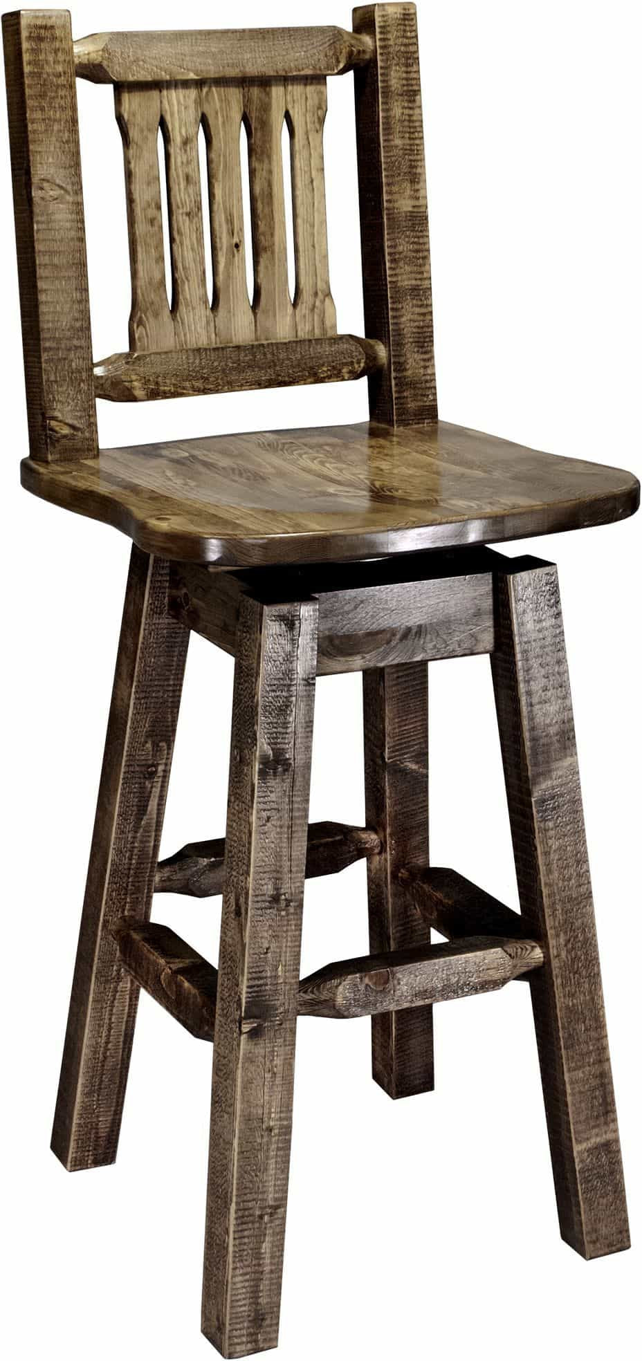 Montana Woodworks Homestead Collection Barstool with Back & Swivel-Rustic Furniture Marketplace