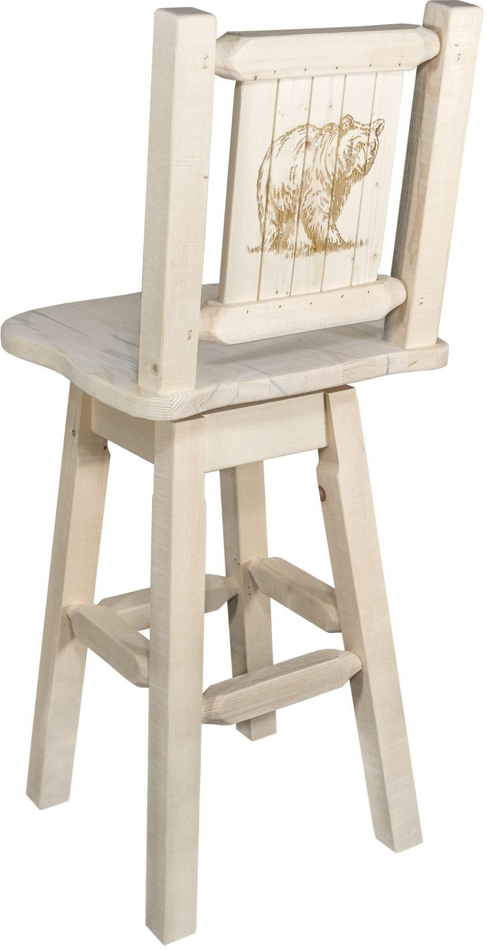 Montana Woodworks Homestead Collection Barstool with Back & Swivel and Laser Engraved Design - Ready to Finish-Rustic Furniture Marketplace