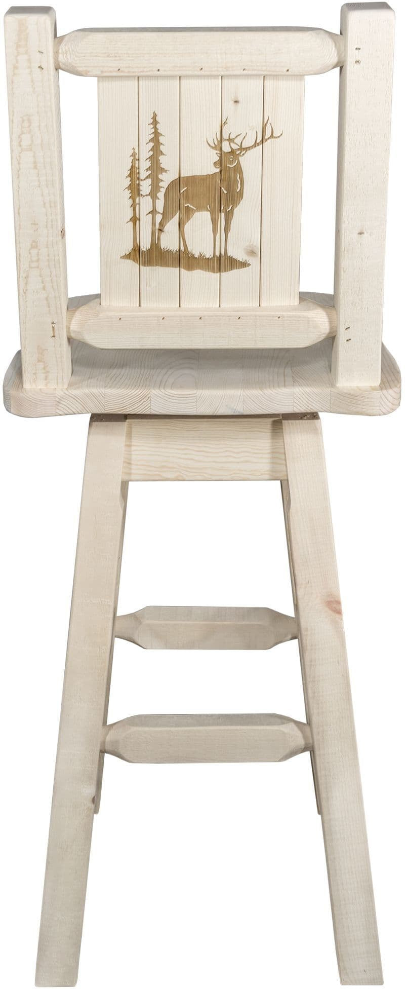 Montana Woodworks Homestead Collection Barstool with Back & Swivel and Laser Engraved Design - Ready to Finish-Rustic Furniture Marketplace