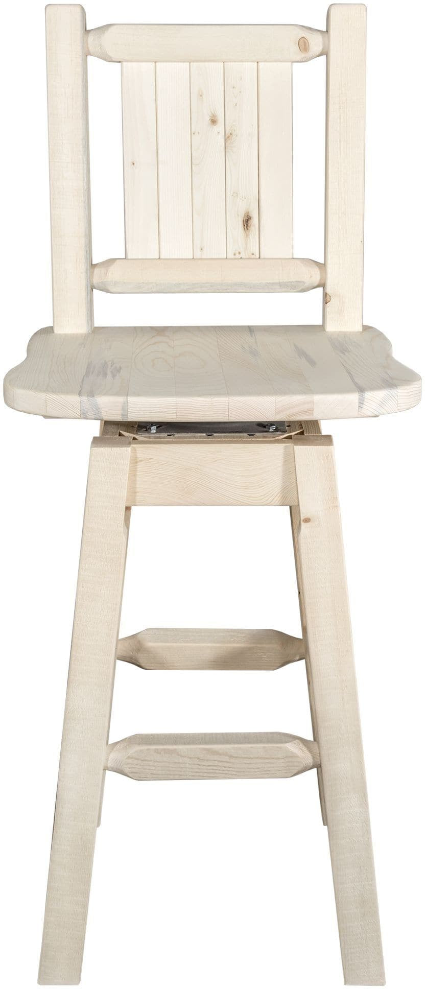 Montana Woodworks Homestead Collection Barstool with Back & Swivel and Laser Engraved Design - Clear Lacquer Finish-Rustic Furniture Marketplace