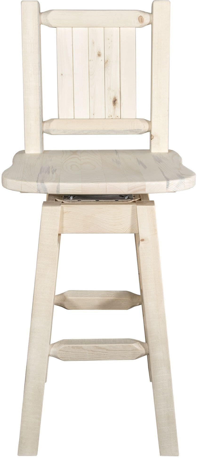 Montana Woodworks Homestead Collection Barstool with Back & Swivel and Laser Engraved Design - Clear Lacquer Finish-Rustic Furniture Marketplace