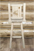 Montana Woodworks Homestead Collection Barstool with Back & Swivel and Laser Engraved Design - Clear Lacquer Finish-Rustic Furniture Marketplace