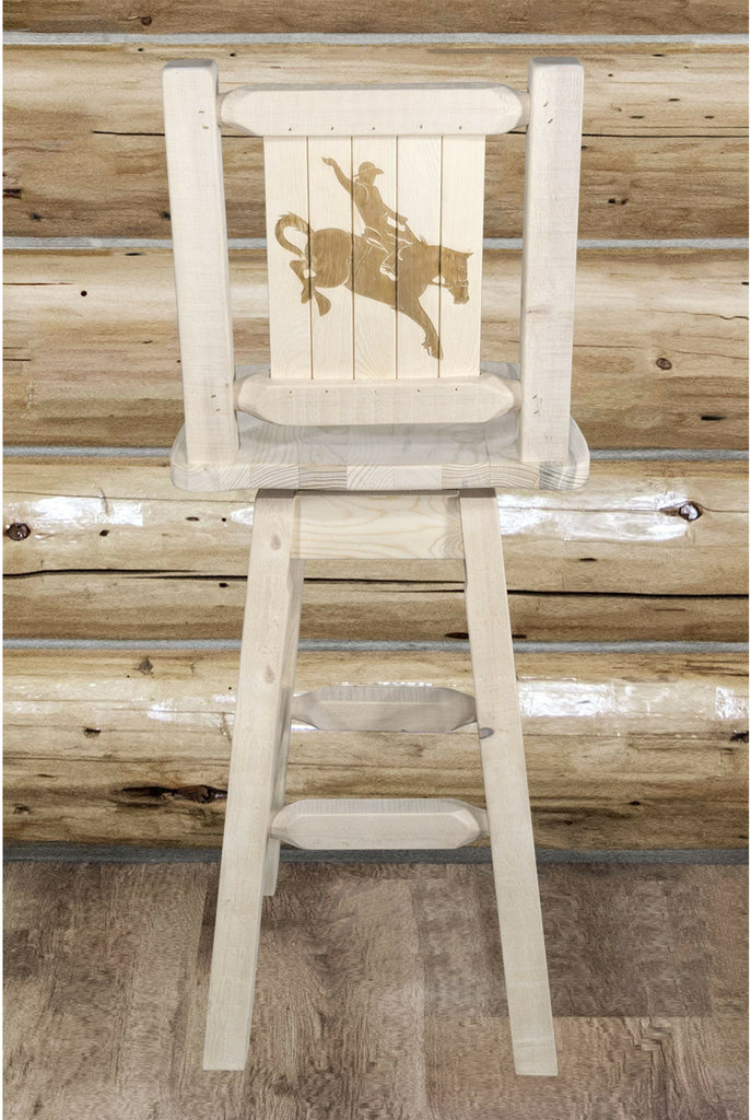 Montana Woodworks Homestead Collection Barstool with Back & Swivel and Laser Engraved Design - Ready to Finish-Rustic Furniture Marketplace
