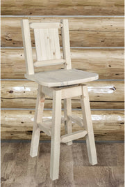 Montana Woodworks Homestead Collection Barstool with Back & Swivel and Laser Engraved Design - Ready to Finish-Rustic Furniture Marketplace