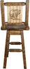 Montana Woodworks Homestead Collection Barstool with Back & Swivel and Laser Engraved Design - Stain & Lacquer Finish-Rustic Furniture Marketplace