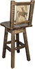 Montana Woodworks Homestead Collection Barstool with Back & Swivel and Laser Engraved Design - Stain & Lacquer Finish-Rustic Furniture Marketplace