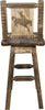 Montana Woodworks Homestead Collection Barstool with Back & Swivel and Laser Engraved Design - Stain & Lacquer Finish-Rustic Furniture Marketplace