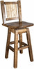 Montana Woodworks Homestead Collection Barstool with Back & Swivel and Laser Engraved Design - Stain & Lacquer Finish-Rustic Furniture Marketplace