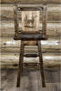 Montana Woodworks Homestead Collection Barstool with Back & Swivel and Laser Engraved Design - Stain & Lacquer Finish-Rustic Furniture Marketplace