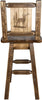 Montana Woodworks Homestead Collection Barstool with Back & Swivel and Laser Engraved Design - Stain & Lacquer Finish-Rustic Furniture Marketplace