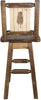 Montana Woodworks Homestead Collection Barstool with Back & Swivel and Laser Engraved Design - Stain & Lacquer Finish-Rustic Furniture Marketplace