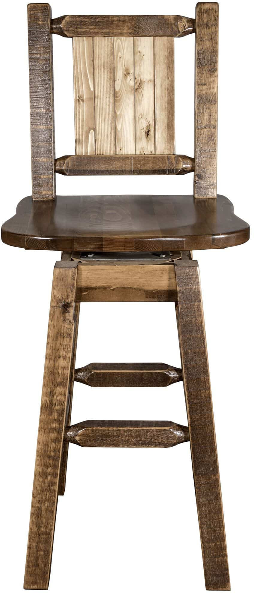 Montana Woodworks Homestead Collection Barstool with Back & Swivel and Laser Engraved Design - Stain & Lacquer Finish-Rustic Furniture Marketplace