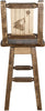 Montana Woodworks Homestead Collection Barstool with Back & Swivel and Laser Engraved Design - Stain & Lacquer Finish-Rustic Furniture Marketplace