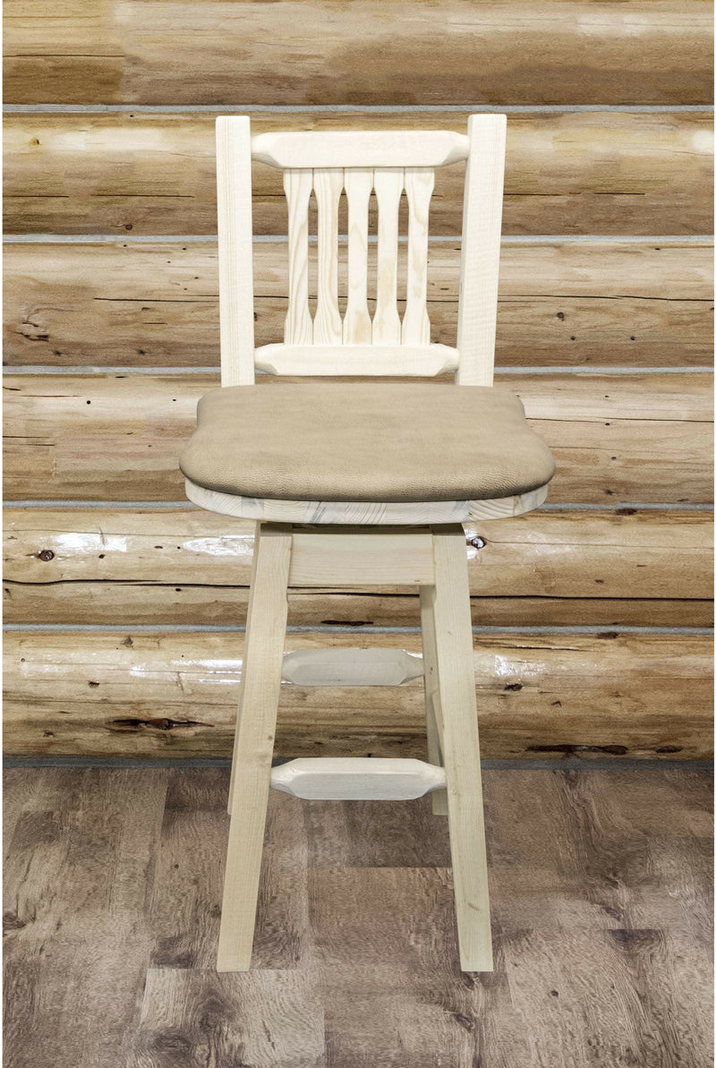 Montana Woodworks Homestead Collection Barstool with Back/Swivel/Upholstered Seat-Rustic Furniture Marketplace
