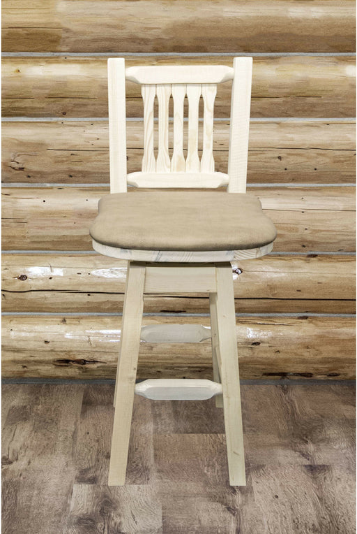 Montana Woodworks Homestead Collection Barstool with Back/Swivel/Upholstered Seat-Rustic Furniture Marketplace