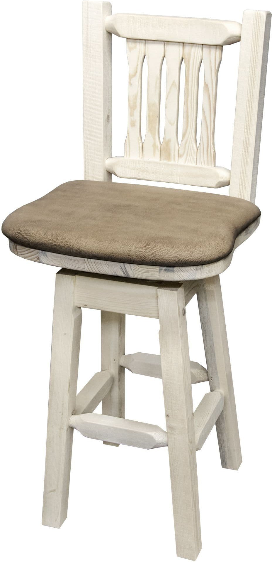 Montana Woodworks Homestead Collection Barstool with Back/Swivel/Upholstered Seat-Rustic Furniture Marketplace