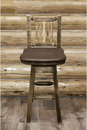 Montana Woodworks Homestead Collection Barstool with Back/Swivel/Upholstered Seat-Rustic Furniture Marketplace