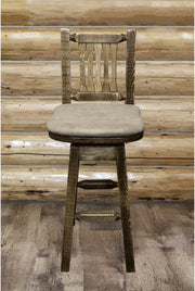 Montana Woodworks Homestead Collection Barstool with Back/Swivel/Upholstered Seat-Rustic Furniture Marketplace