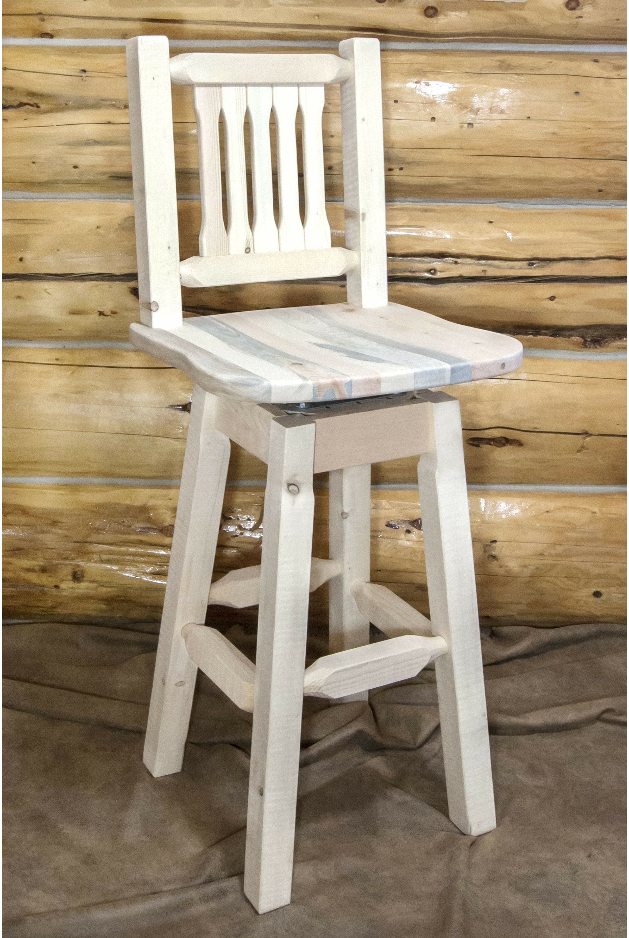 Montana Woodworks Homestead Collection Barstool with Back & Swivel-Rustic Furniture Marketplace