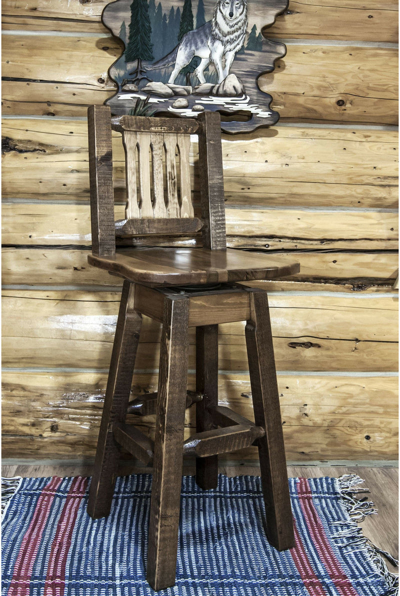 Montana Woodworks Homestead Collection Barstool with Back & Swivel-Rustic Furniture Marketplace