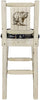 Montana Woodworks Homestead Collection Barstool Woodland Upholstery with Laser Engraved Design - Clear Lacquer Finish-Rustic Furniture Marketplace